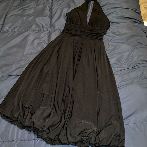 Black CACHE goth stretch halter neck bubble dress size 2 - Picture 5 of 9